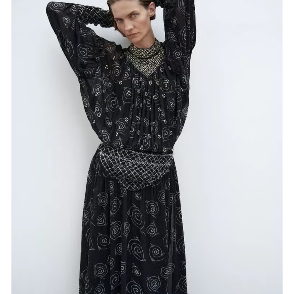 Zara Black Patterned Dress